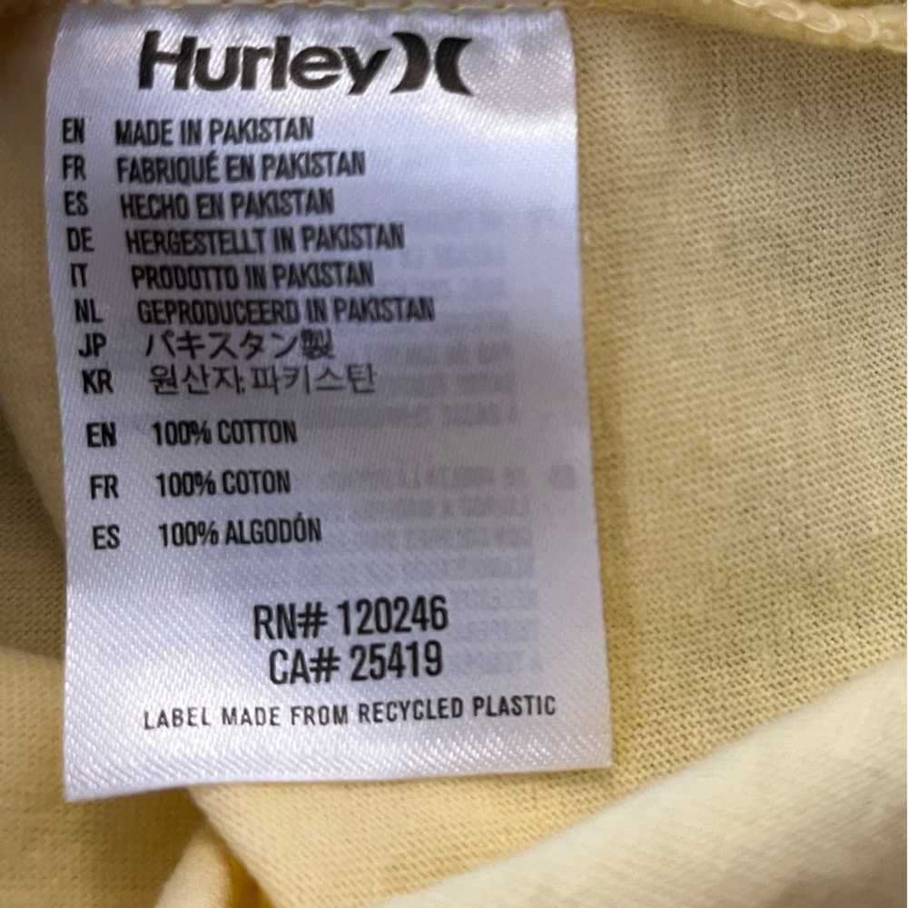 New women’s Hurley yellow pull over cotton silkscreen tank top. Size small - Picture 5 of 11